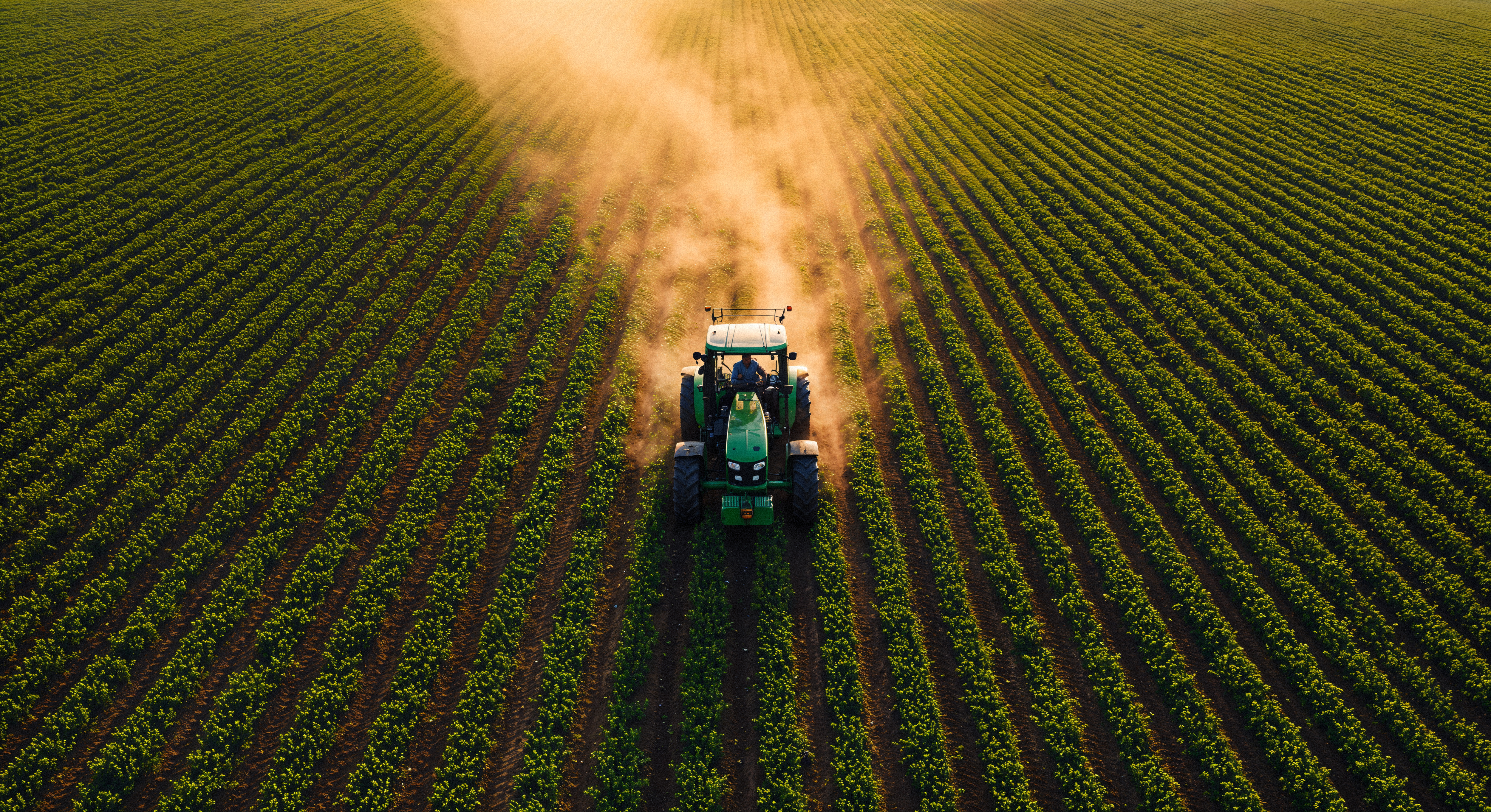Operação agrícola mecanizada em uma grande área de cultivo